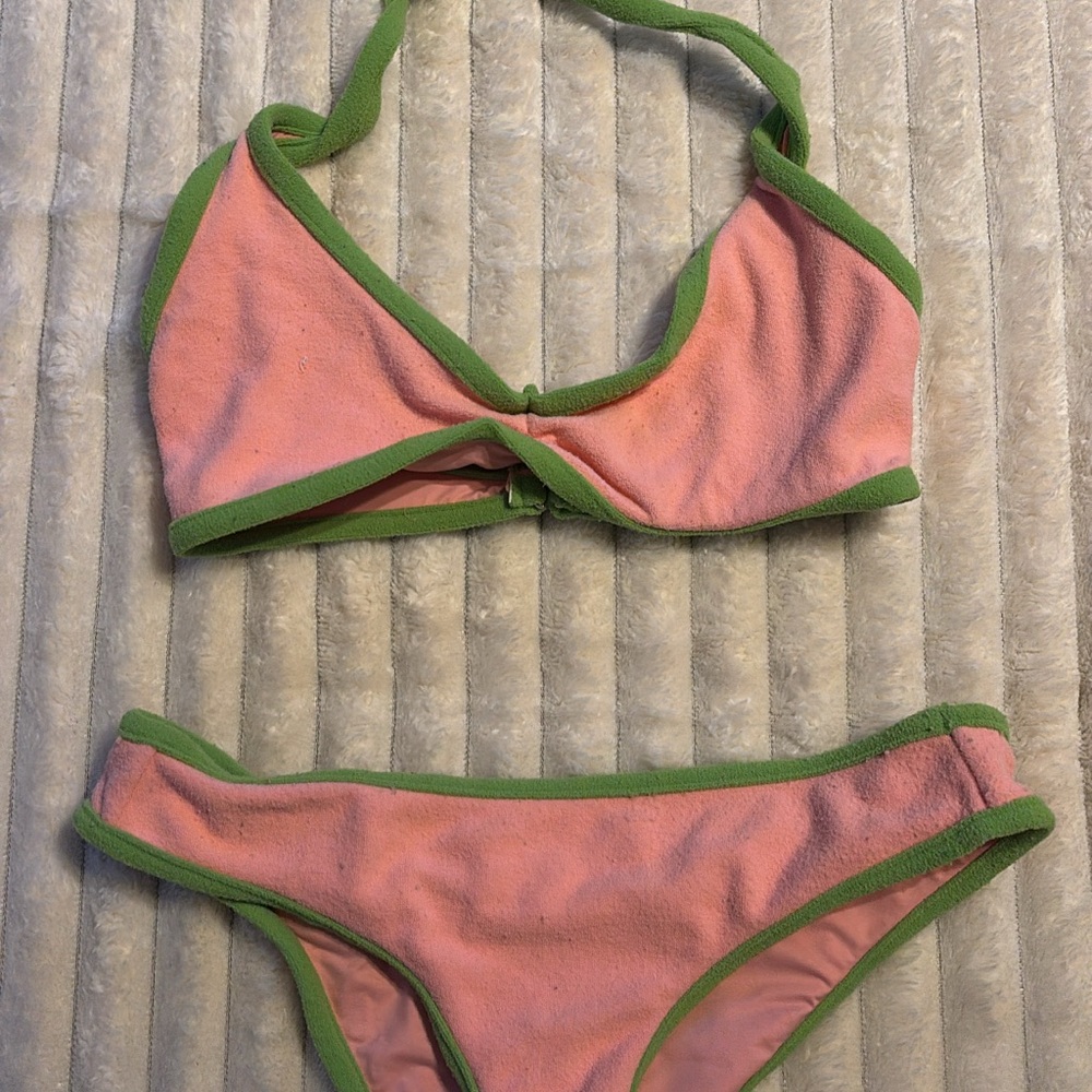 Pink and Green Bikini Set